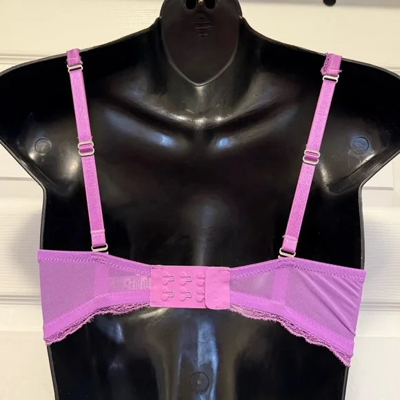 La Senza Vintage Push-Up‎ Bra Purple Lace 32DD Y2K Lingerie Padded Underwire - Picture 4 of 8